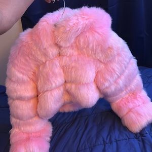 XL Pink Furry Crop hoodie. :)